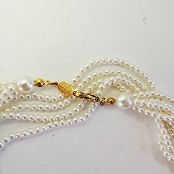 Vintage Napier Signed Multi-Strand Faux Pearl Opera Length Infinity Necklace - Picture 3 of 6